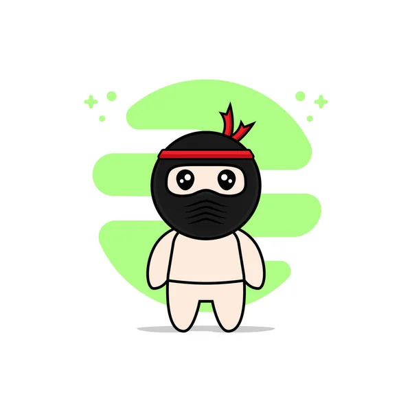 Personagem Bonito Bebê Vestindo Traje Ninja Conceito Design Mascote — Vetor de Stock