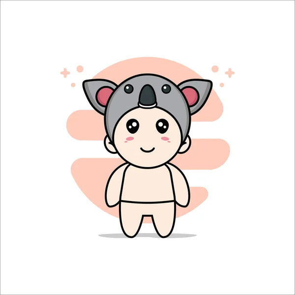 Mignon Personnage Bébé Portant Costume Koala Concept Mascotte — Image vectorielle