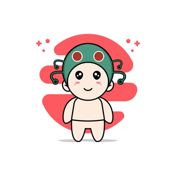 Mignon Personnage Bébé Portant Costume Chenille Concept Mascotte — Image vectorielle