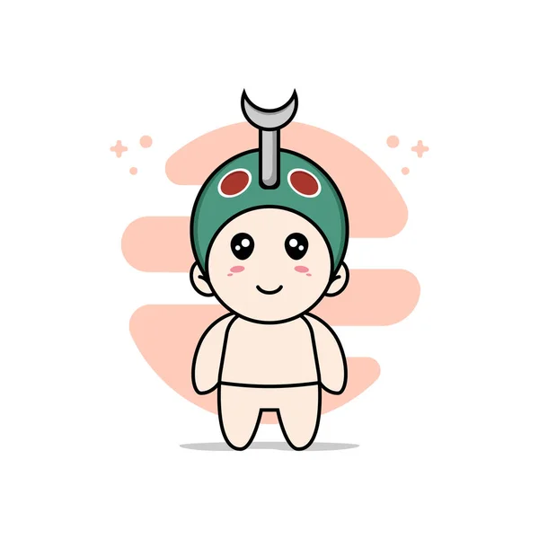 Personagem Bebê Bonito Vestindo Traje Besouro Conceito Design Mascote — Vetor de Stock