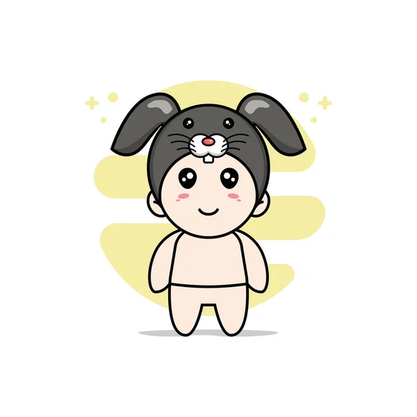 Mignon Personnage Bébé Portant Costume Lapin Concept Mascotte — Image vectorielle
