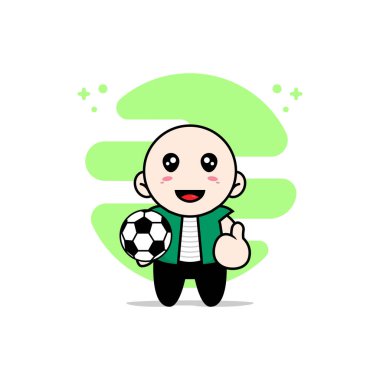 Top tutan sevimli erkek karakteri. Maskot tasarımı konsepti