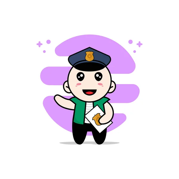 Personagem Homens Bonitos Vestindo Traje Policial Conceito Design Mascote — Vetor de Stock