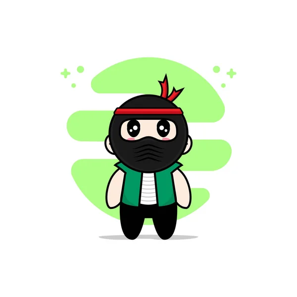 Personagem Homens Bonitos Vestindo Traje Ninja Conceito Design Mascote — Vetor de Stock