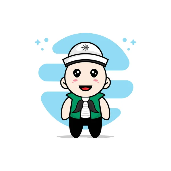 Cute Men Character Wearing Sailor Costume Mascot Design Concept — Stock Vector