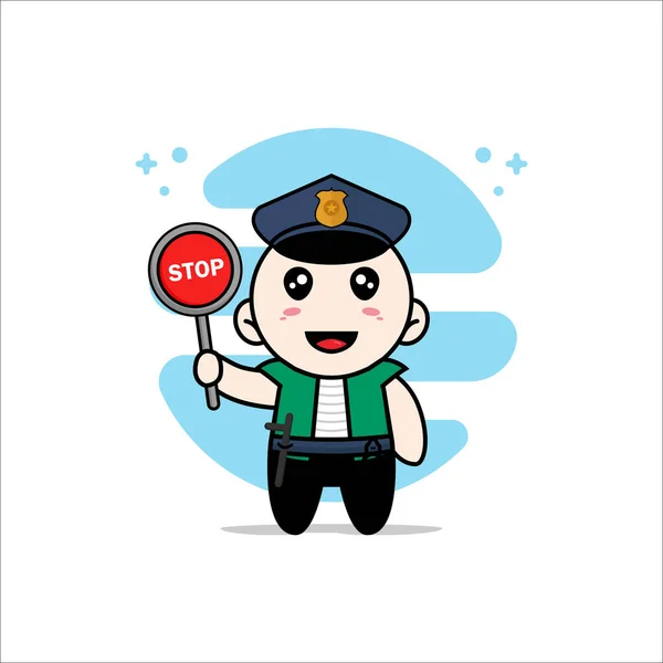 Personagem Homens Bonitos Vestindo Traje Policial Conceito Design Mascote — Vetor de Stock