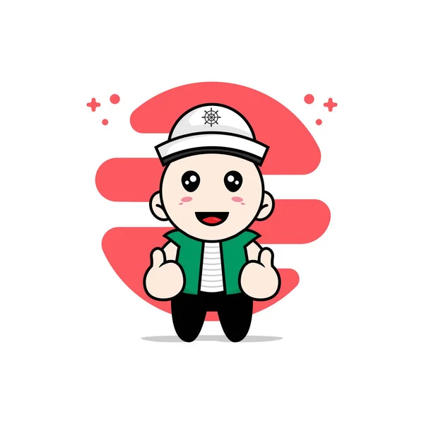 Cute Men Character Wearing Sailor Costume Mascot Design Concept — Stock Vector