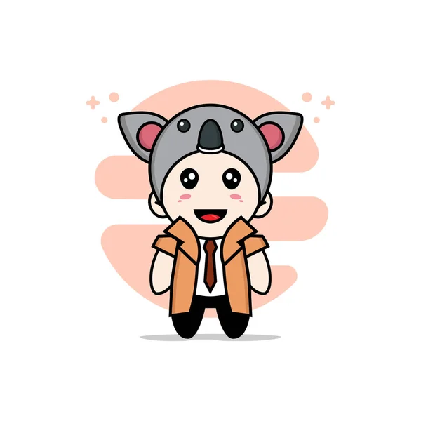 Lindo Personaje Detective Con Traje Koala Concepto Diseño Mascotas — Vector de stock