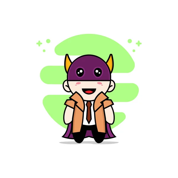 Lindo Personaje Detective Con Disfraz Superhéroe Concepto Diseño Mascotas — Vector de stock