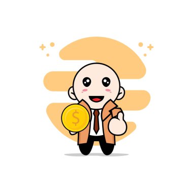 Bozuk para tutan sevimli dedektif karakteri. Maskot tasarımı konsepti