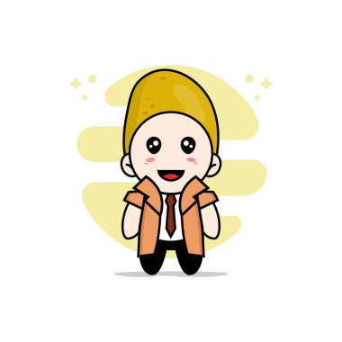 Patates kostümü giyen sevimli dedektif karakteri. Maskot tasarımı konsepti