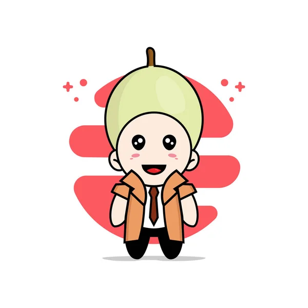 Cute Detective Character Wearing Honeydew Costume Mascot Design Concept — Stock Vector