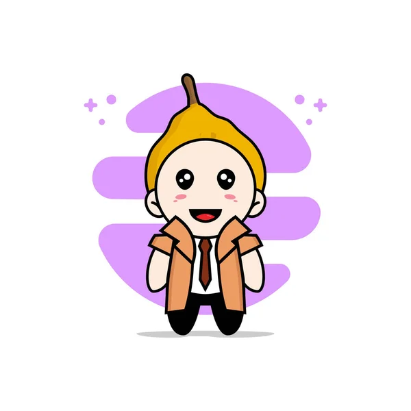 Mignon Personnage Détective Portant Costume Fruits Ugli Concept Mascotte — Image vectorielle