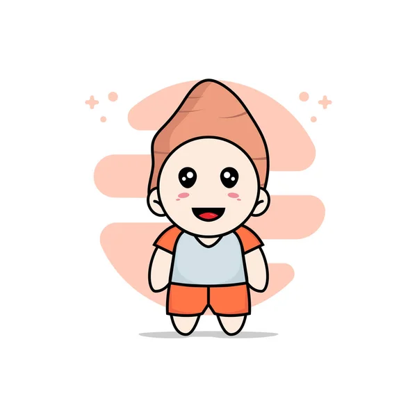 Lindo Personaje Niños Con Traje Ñame Concepto Diseño Mascotas — Vector de stock