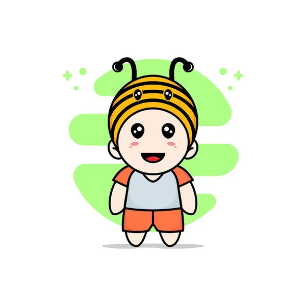 Lindo Personaje Niños Con Traje Abeja Concepto Diseño Mascotas — Archivo Imágenes Vectoriales