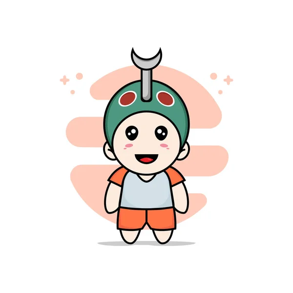 Personagem Crianças Bonito Vestindo Traje Besouro Conceito Design Mascote — Vetor de Stock