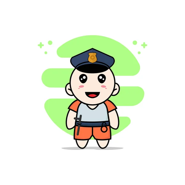 Lindo Personaje Niños Vistiendo Traje Policial Concepto Diseño Mascotas — Archivo Imágenes Vectoriales