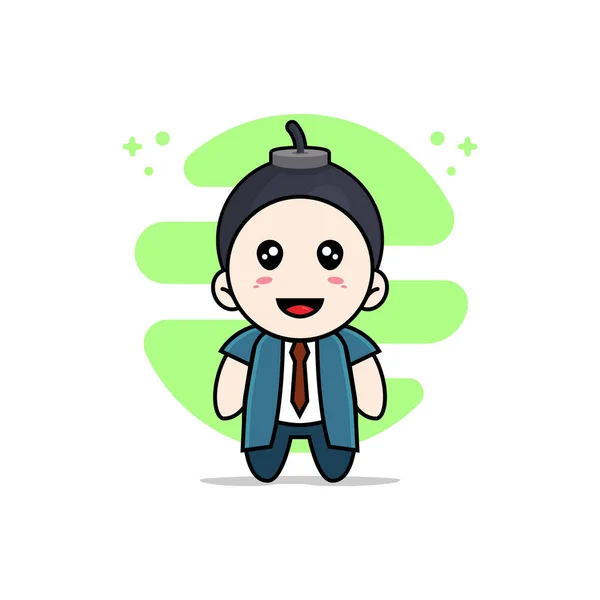 Lindo Personaje Hombre Negocios Con Traje Boom Concepto Diseño Mascotas — Vector de stock