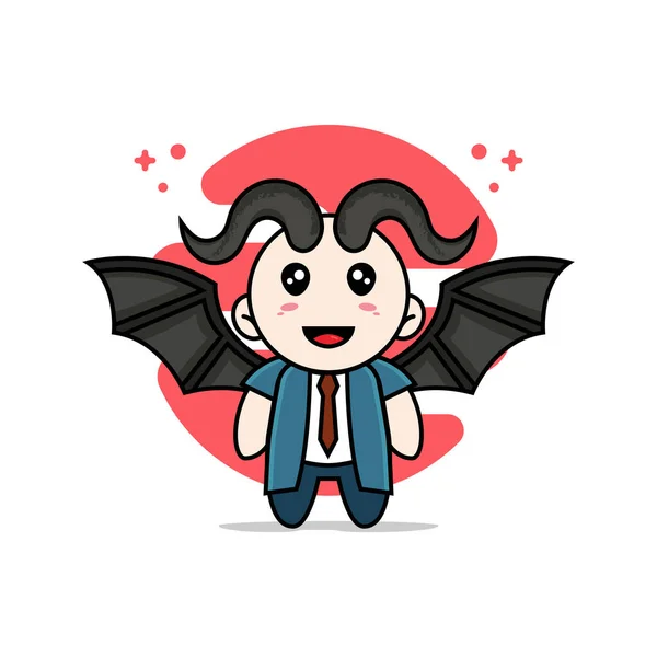 Lindo Personaje Hombre Negocios Con Traje Diablo Concepto Diseño Mascotas — Vector de stock