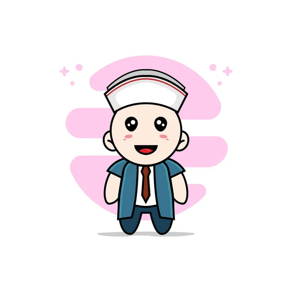 Mignon Personnage Homme Affaires Portant Costume Nounou Concept Mascotte — Image vectorielle