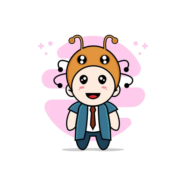 Personagem Empresário Bonito Vestindo Traje Formiga Conceito Design Mascote — Vetor de Stock