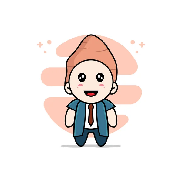 Lindo Personaje Hombre Negocios Con Traje Ñame Concepto Diseño Mascotas — Vector de stock