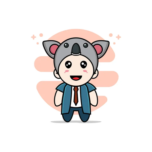 Lindo Personaje Hombre Negocios Con Traje Koala Concepto Diseño Mascotas — Vector de stock