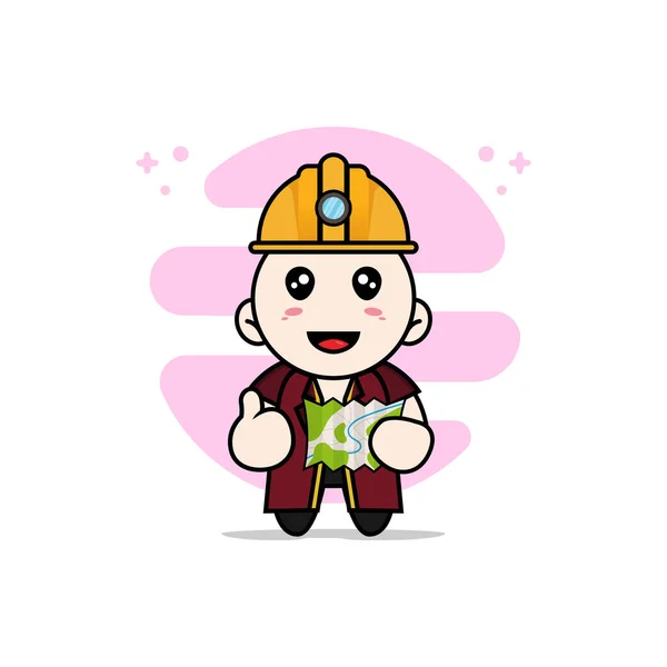 Mignon Personnage Avocat Portant Des Costumes Travailleur Construction Concept Mascotte — Image vectorielle