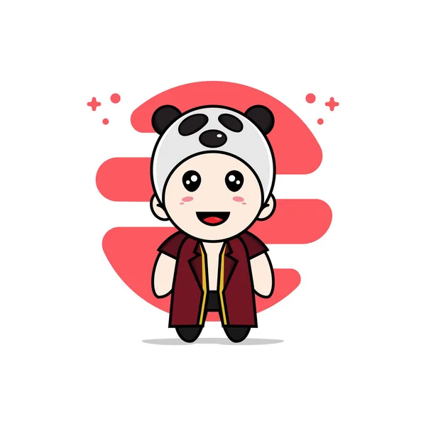 Mignon Personnage Avocat Portant Costume Panda Concept Mascotte — Image vectorielle