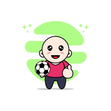 Top tutan sevimli çocuk karakteri. Maskot tasarımı konsepti