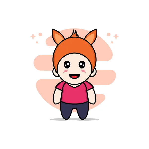 Cute Kids Character Wearing Fox Costume Mascot Design Concept — Stock Vector