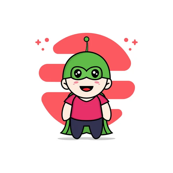 Cute Kids Character Wearing Superhero Costume Mascot Design Concept — Stock Vector