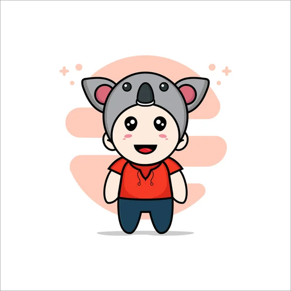 Lindo Personaje Niños Con Traje Koala Concepto Diseño Mascotas — Vector de stock