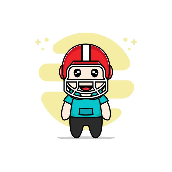 Cute Kids Character Design Wearing American Football Helmet Costume Mascot — Stock Vector