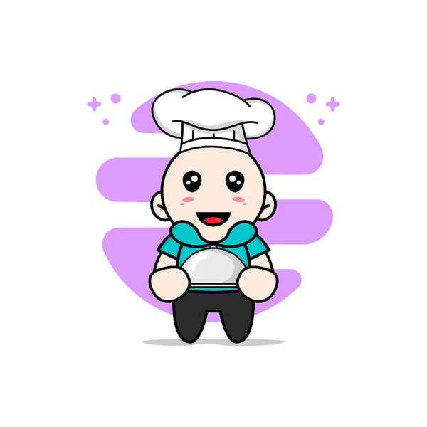 Personagem Crianças Bonito Vestindo Traje Chef Conceito Design Mascote — Vetor de Stock