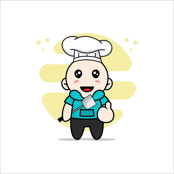Personagem Crianças Bonito Vestindo Traje Chef Conceito Design Mascote — Vetor de Stock
