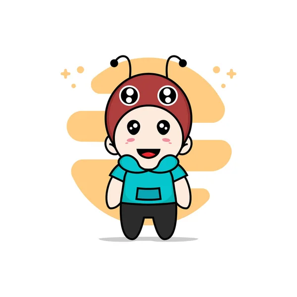 Cute Kids Character Wearing Dragonfly Costume Mascot Design Concept — Stock Vector