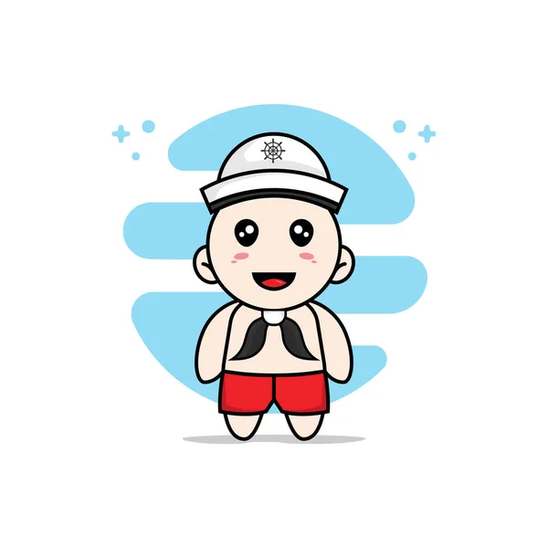 Cute Kids Character Wearing Sailor Costume Mascot Design Concept — Stock Vector