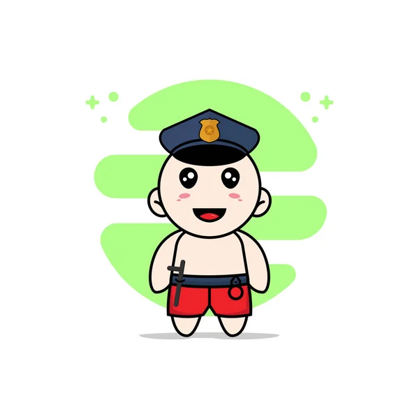 Personagem Crianças Bonito Vestindo Traje Polícia Conceito Design Mascote — Vetor de Stock