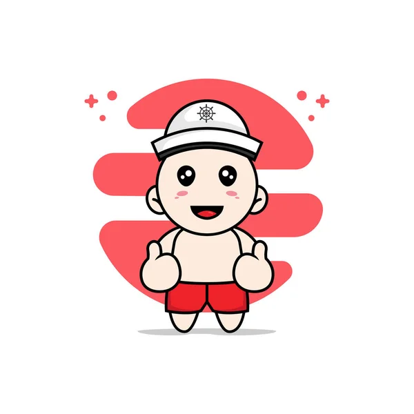 Mignon Personnage Enfants Portant Costume Marin Concept Mascotte — Image vectorielle