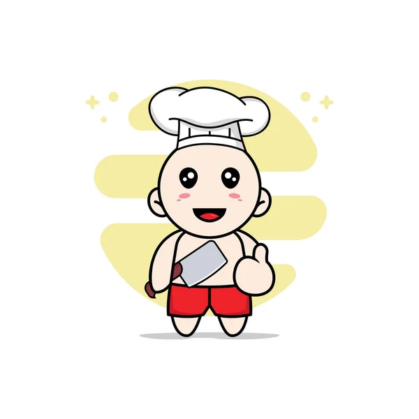 Mignon Personnage Enfants Portant Costume Chef Concept Mascotte — Image vectorielle