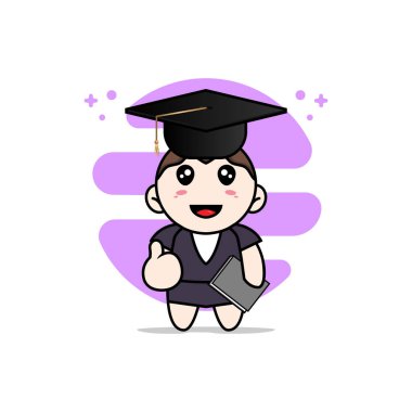 Bekar kostümü giyen sevimli bir iş kadını karakteri. Maskot tasarımı konsepti