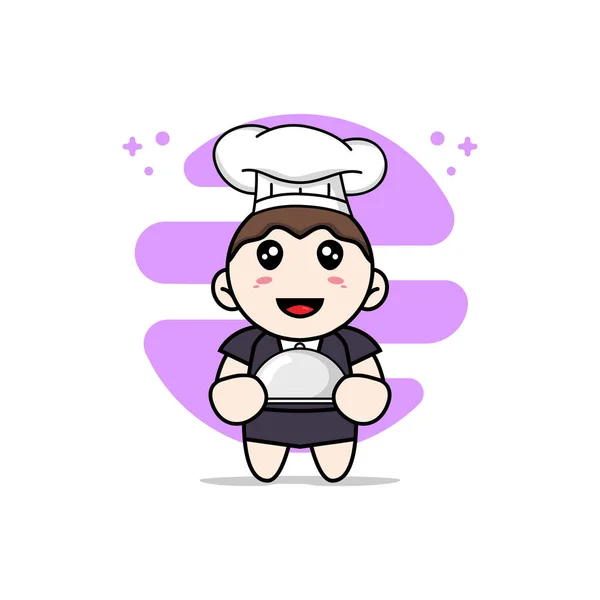 Personagem Mulher Negócios Bonito Vestindo Traje Chef Conceito Design Mascote — Vetor de Stock