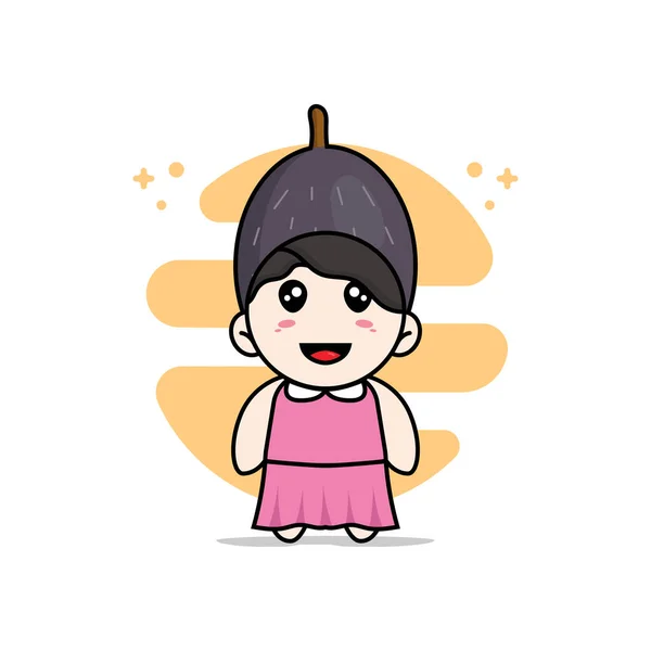 Cute Girl Character Wearing Velvet Costume Mascot Design Concept — Stock Vector