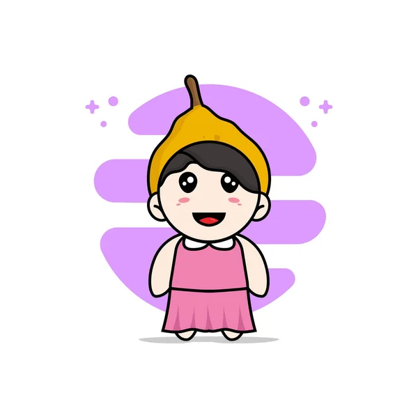 Mignon Personnage Fille Portant Costume Fruits Ugli Concept Mascotte — Image vectorielle