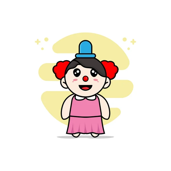 Lindo Personaje Chica Con Traje Payaso Concepto Diseño Mascotas — Archivo Imágenes Vectoriales