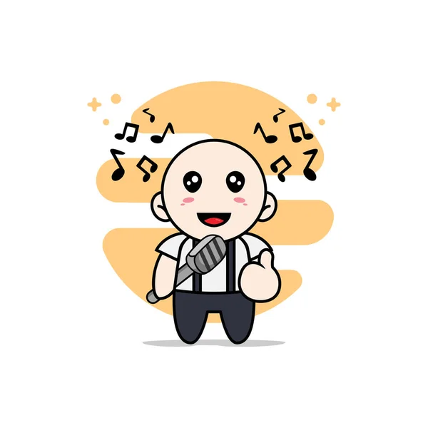 Lindo Personaje Chico Geek Usando Traje Cantante Concepto Diseño Mascotas — Archivo Imágenes Vectoriales