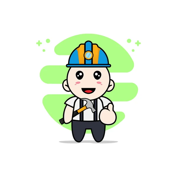 Lindo Personaje Chico Geek Usando Traje Constructor Concepto Diseño Mascotas — Archivo Imágenes Vectoriales