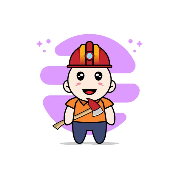 Mignon Personnage Courrier Portant Costume Mineurs Concept Mascotte — Image vectorielle