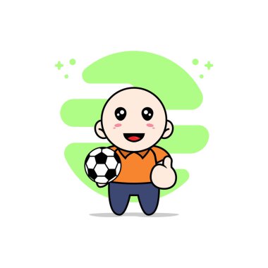 Top tutan sevimli kurye karakteri. Maskot tasarımı konsepti